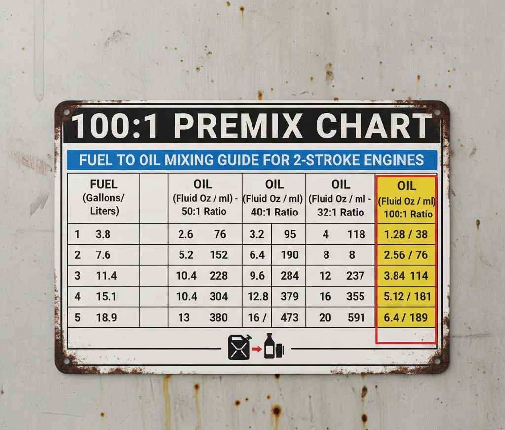 100:1 Fuel Mix Chart